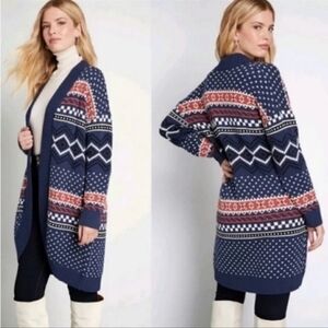 Modcloth Fair Isle long cardigan XS EXTRA SMALL